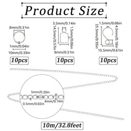 SOFPLATE 1 Box 10pcs 39.4in Suncatcher Chains and Hooks Sun Catcher Hanging Chain Brass Cystall Ball Suspension Chain Kits with Sticky Hook Rings for DIY Home Wedding Graduation Hanging Decoration