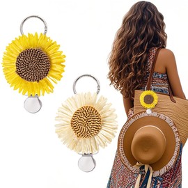 PopocolaLee 2 Pcs Hat Clip for Travel on Bag, Sunflower Clip Securely Attach Hats to Bags, Totes, Luggage, Hands-Free, Prevents Loss at Beach/Outings