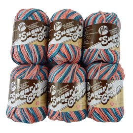 Bulk Buy: Lily Sugar'n Cream Yarn 100% Cotton Solids and Ombres (6-Pack) Medium #4 Worsted (Coral Seas Ombre)