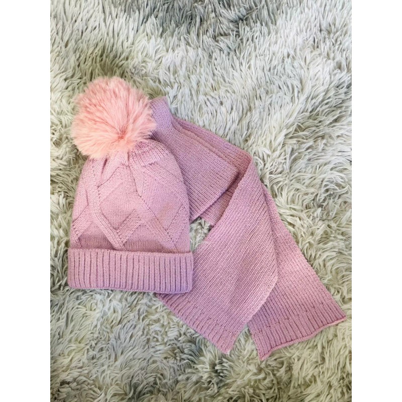 KH Set Duo Gorro Con Bufanda Larga Dama Mujer Invierno