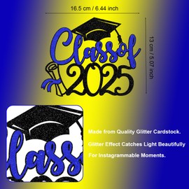 1 x blauer Glitzer-Kuchenaufsatz für Abschlussfeier, Abschlussfeier, VARACL Graduation 2025, Abschluss, Hochschule, Hochschule, Abschlussfeier, Abschlussfeier, Party-Kuchendekorationen