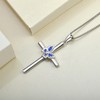 YL Butterfly Cross Necklace Sterling Silver Crucifix Pendant Created Sapphire