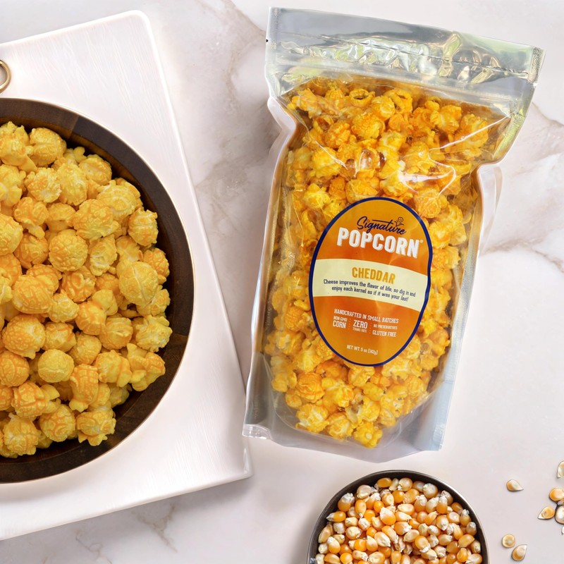 Signature Popcorn, Cheddar Cheese Popcorn Snack, 3-Pack Large Resealable Bags,