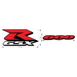 Sticker GSXR 600 Fairing Decal Compatible with Suzuki GSXR 600 k5 k6 k7 k8 k9 L1 2006-2019 Motorcycle GSX-R Fairing Kit Stickers Decals/Vinyl 6.69"x2.99"/600 Decal 5.9" x0.82(Red White)