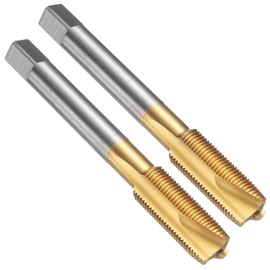 uxcell 2pcs Spiral Point Thread Tap, M12 x 1 Metric Titanium Coated Screw Threading Tapping Tool Thread Milling Machine Taps, High-Speed Steel 6542 (HSS 6542)