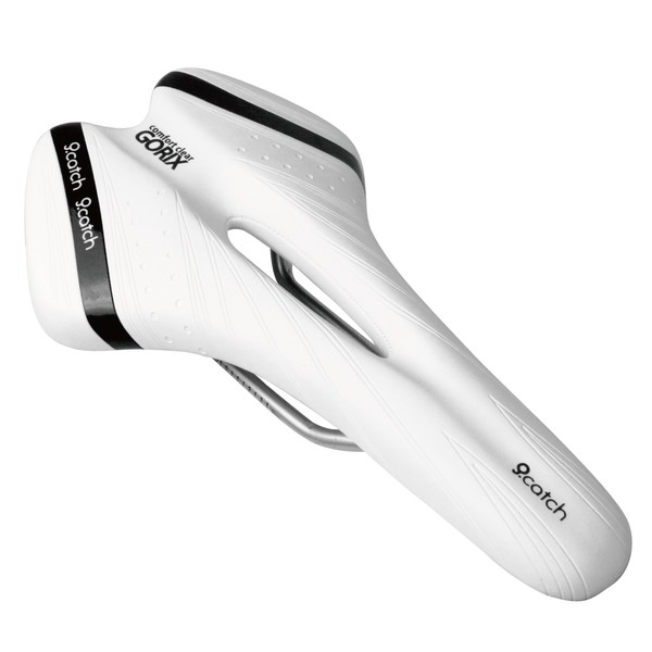GORIX Bike Saddle Seat Comfortable Cushion with Rail Mountain Road Bicycle for Men and Women (A6-1) (White×Black)