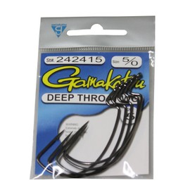 Gamakatsu Deep Throat Wide Gap Worm Hook-5 Per Pack (Black, 3/0)