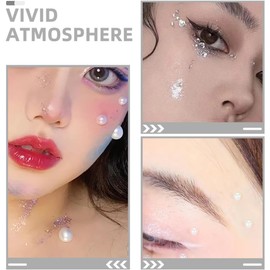 Tofficu Pegatinas de Perlas Adhesivas Acrílico Autoadhesivo, 165 Piezas para Maquillaje Facial Decorativo para Manualidades y Proyectos de Decoración