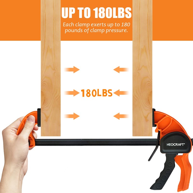 Quick Release Ratchet Bar Clamps for Woodworking (2 Pieces Set