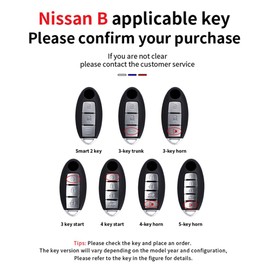 TECART Luminous Strip Key Fob Cover Fit for Nissan Altima Rogue Maxima Sentra Infiniti Armada Sedan Murano, Carbon Texture Key Case key Shell Holder with Keychain Full Key Protector 3 Button Black