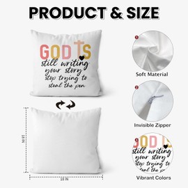 FGFK Christian Pillow Covers 18x18, Religious Gifts for Women Christian, Christian Gifts for Women Faith, God is Still Writing Your Story Christian Pillow Covers, Christian Home Office Decor