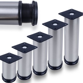 Stahlia 1 x Furniture Leg | Stainless Steel | 10 cm Height Diameter 50 mm | Load Capacity up to 150 kg | Furniture Foot Adjustable Cabinet Feet Feet for Furniture Height-Adjustable Feet