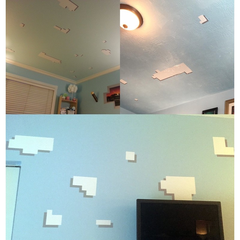 16 Blocky Cloud Mine Themed Decals for Ceilings or Walls