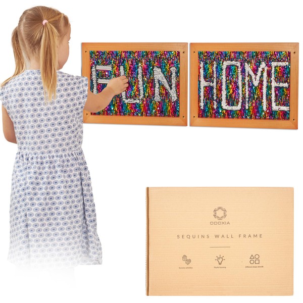 ODOXIA Sequins Sensory Wall Frame | Reversible Sequins Board for