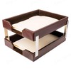 Dacasso Dark Brown Bonded Leather Front-Load Double Letter Tray Set