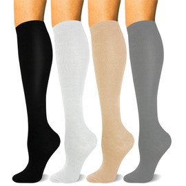 HLTPRO 4 Pairs Copper Compression Socks for Women and Men 15-20mmHg - Circulation Support for Travel, Nurse, Running