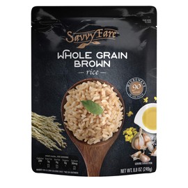 SavvyFare Microwaveable Whole Grain Brown Rice | 90-second Rice, 8.8oz