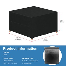 VANSHEIM Garden Furniture Cover Waterproof Protective Cover Garden Furniture Cover for Table and Chairs Tarpaulin Garden Furniture Cover Garden Furniture Windproof Anti-UV 420D Oxford Fabric 100 x 100