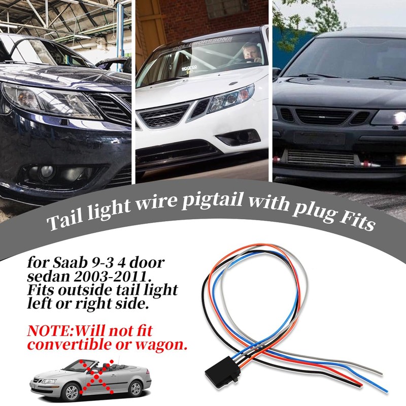 XYgdhqpt 4733242 Tail light harness for Saab 9-3 4 door