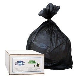 Mint-X Rodent Repellent Trash Bag, 0.866 Mil, Hi-Density, Star Seal, 60" Height x 38" Length, 60 Gallon, Black (Pack of 150) (MX3860HD B22)