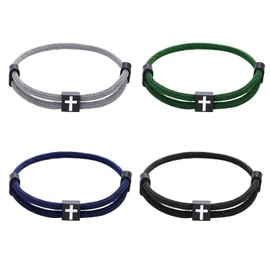 APMGONT Adjustable Paracord Bracelet, 4-Piece Surfer Bracelet Set, Nautical Surf Bracelet, Cross Braided Bracelets, Men's Nautic Rope Bracelet, Bangle, Adjustable Sailing Rope Surfer Bracelet, Nylon,