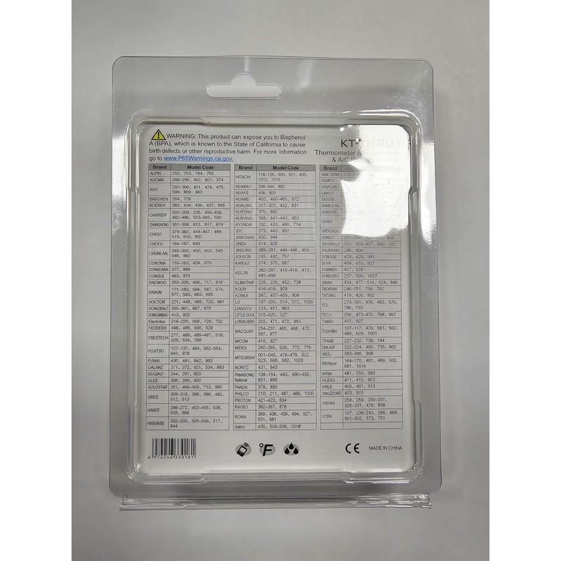 Classic America KT-THR01 Thermometer Hygrometer and Mini Split Remote Control