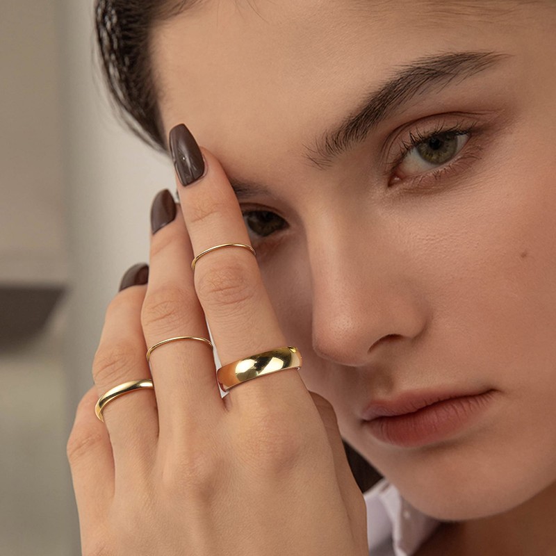 Kakonia 14K Gold Filled Rings Stacking Rings for Women Girls