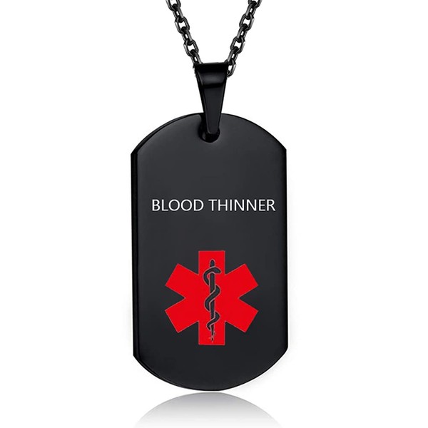 MZC Jewelry BLOOD THINNER Medical Alert Necklace for Men Women