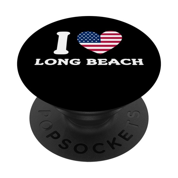 I Love Long Beach California Heart USA Flag PopSockets Swappable