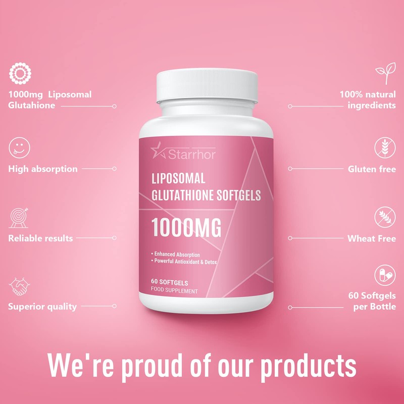 Starrhor Liposomal Glutathione Softgels 2 Pack, Glutathione Supplement 1000mg per
