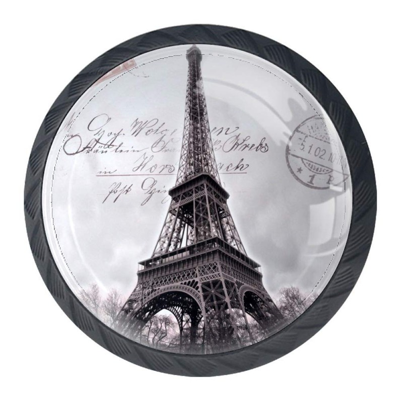 4 Pieces Drawer Knob Pull Handle Paris Eiffel Tower Stamp