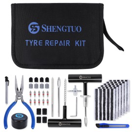 ST shengtuo Universal Portable Tire Repair Kit 62PCS - Easy to Use and Well Packaged, Ideal for Emergency Situations Perfect for Car, Autos, ATV, UTV, Truck, Motorcycle, RV, etc.
