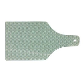 Lunarable Antique Cutting Board, Abstract Leaves and Flower Prehistoric Aboriginal Nature Art Bloom, Decorative Tempered Glass Cutting and Serving Board, Wine Bottle Shape, Sage Green and Champagne