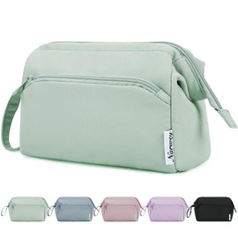 Narwey Small Toiletry Bag Women's Toiletry Bag Cosmetic Bag Makeup Bag Travel Makeup Bag with Wide Open Bag for Women (Mint Green)