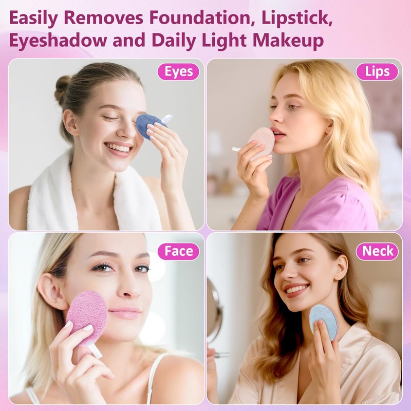 LOPHE 6 Pieces Washable Double Sided Oval Makeup Remover Pads
