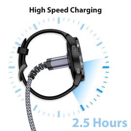 ACAGET Watch Charger Cable for Garmin Forerunner 255, 1.2m Nylon Charging Cable for Forerunner 245 45 55 Venu 2 Sq 2 Instinct 2 Fenix 7 7S 7X 6 6S 6X 5s Vívoactive 3 4 4S Approach S60 S10 S40 Sapphire