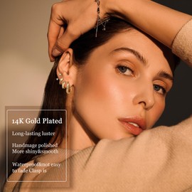 BESTEEL Chunky Gold Hoop Earrings for Women Trendy Small 14k Gold Plated Huggie Earring Set Thick Dainty Gold Hoops Silver Jewelry Hypoallergenic Earrings Stacks for Sensitive Ears