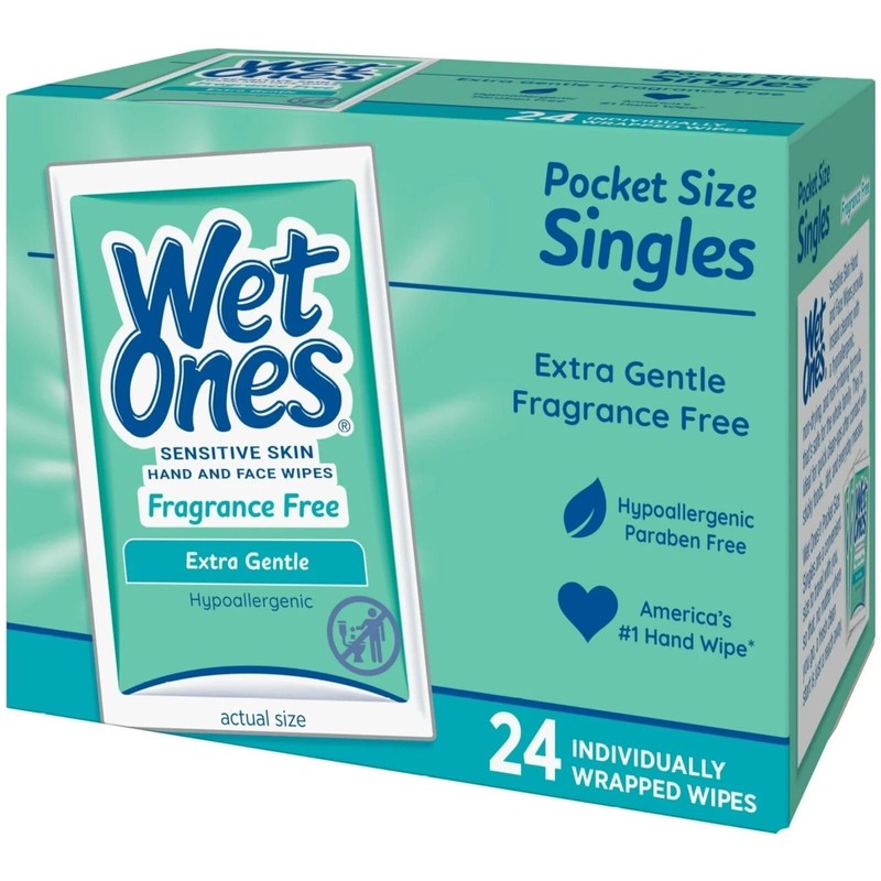 Wet Ones Singles Sensitive Skin Individually Wrapped Hand Moist Wipes,