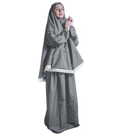 Women's Prayer Dress 2 Pieces Microfiber Solid Color Plus Long Sleeve | One-Size | Hijab Abaya Suit, Pistachio, One Size