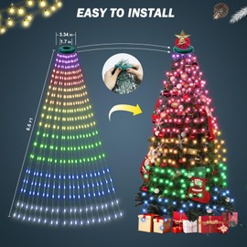 ASTRAEA Christmas Tree Lights, Christmas Lights Indoor Outdoor 400 LED 6.6FT x 20 String Lights with DIY scenarios 24 Modes Remote Control Multicolor Timing Function for Christmas Tree Decorations