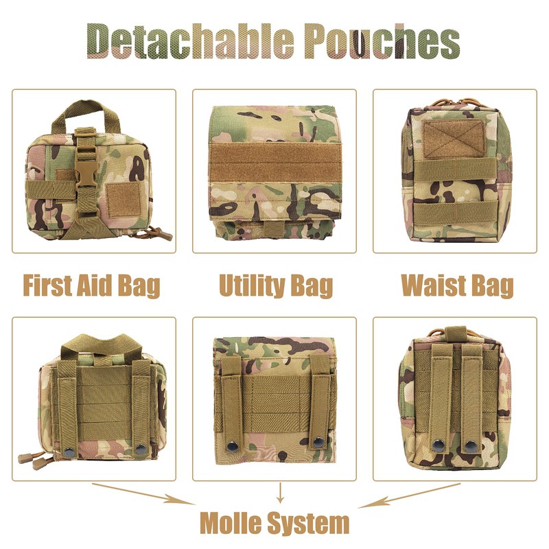 AIWAI Tactical Dog Harness with Pouches,Dog Vest Harness for Large