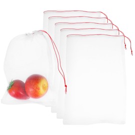 uxcell 5Pcs Mesh Net, Fruit Protection Bags 37.4x23.6 Inch 40D Green Fruit Cover Mesh Bag for Plant Fruit Flower Vegetable, White