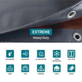 TARPAL tarp 10x16 Feet Super Heavy Duty Tarps Cover 20mil Waterproof UV Protection Rip and Tear Proof Tarpaulin with Grommets(Grey/Brown)