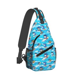 ZIJDZSW Sling Bag Casual Crossbody Shoulder Backpack For Women Men，Cute Shark Lightweight One Strap Chest Purse Daypack For Travel Hiking Outdoor Sports
