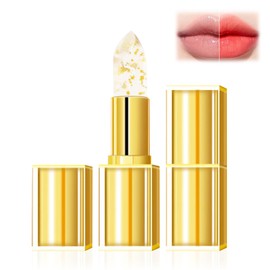 WLLEADG 2Pcs Transferproof Color Changing Lipstick, Gold Crystal Color Changing Lipstick, Moisturizer Long Lasting Lip Balm for Women (Gold)