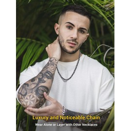 PROSTEEL Mens Black Chain Necklace 4mm Thick 22 Inch Stainless Steel Byzantine Chains Men Jewelry