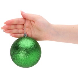 Christmas Concepts® Pack of 5-100mm (4") Large Baubles - Shiny, Matte & Glitter Design - Christmas Decorations (Emerald Green)