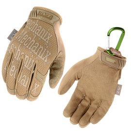Mechanix Wear Original Gloves - Breathable & Abrasion Resistant + Gear Carabiner - Original Glove in Black, Coyote, Multicam/Size S, M, L, XL - Coyote, size: xl