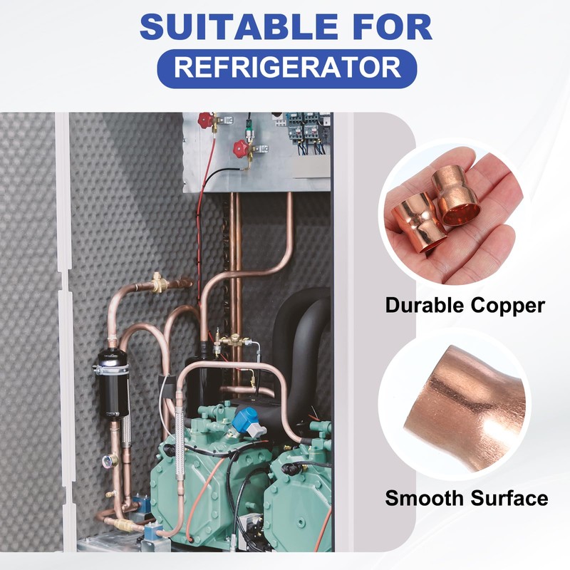 PATIKIL 5Pcs Copper Reducer 3/4" x5/8" ID Reducing Copper Coupling