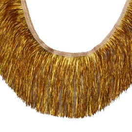 AMZTKDIY Tinsel Fringe Trim Tinsel Fringes 5 Yards 6Inch/8Inch for Clothing Accessories DIY Craft Latin Stage Dress Shiny Foil Effect Party Decor (Laser Gold, 8 Inch)